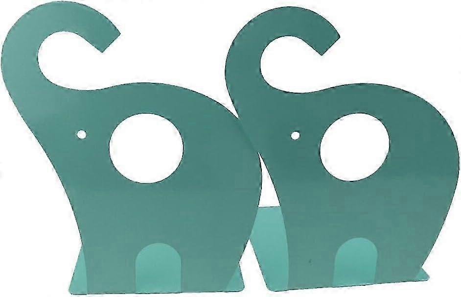 Cartoon Elephant Pattern Non-slip Metal Bookends (blue Green)