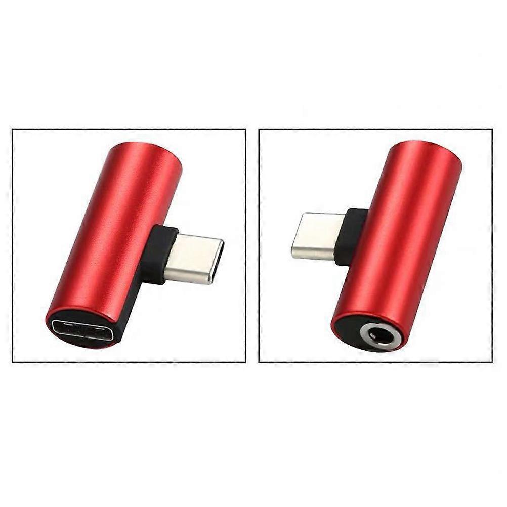 Type-C 3.5mm Earphone Adapter for Audio Connection 2Pcs Red Stereo Converter