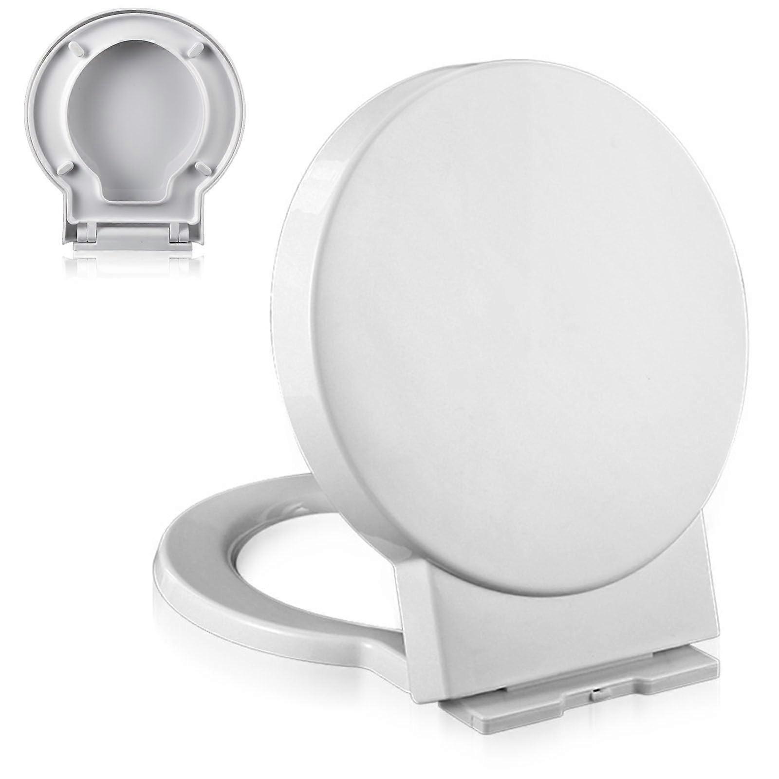 Round Soft Close Toilet Seat White, Quick Release, Easy Install, Durable PP, Hygienic Finish
