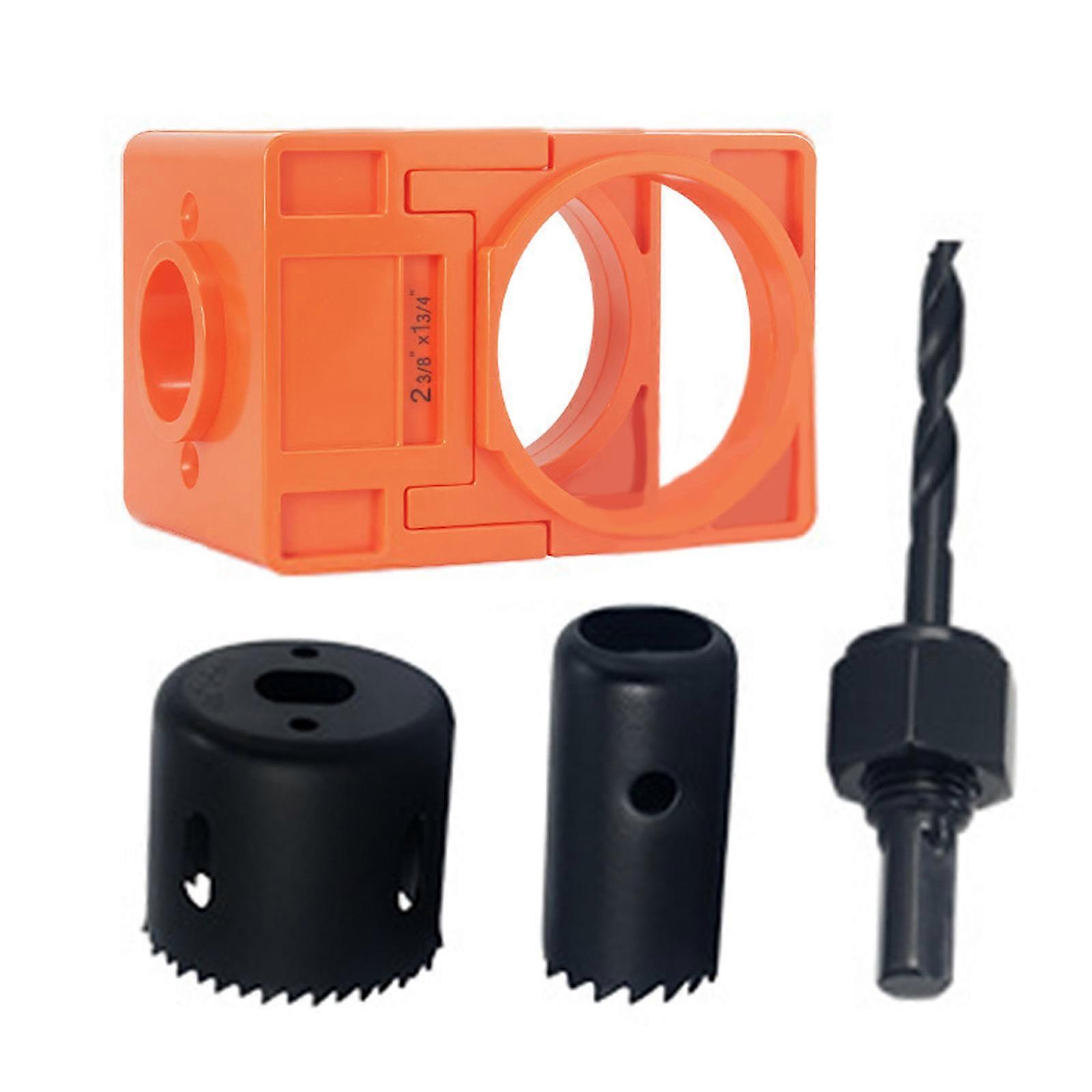 4Pcs Adjustable Door Lock Drilling Kit Featuring Reinforced Plastic Guide for Easy Installation Standard Size Multicolor