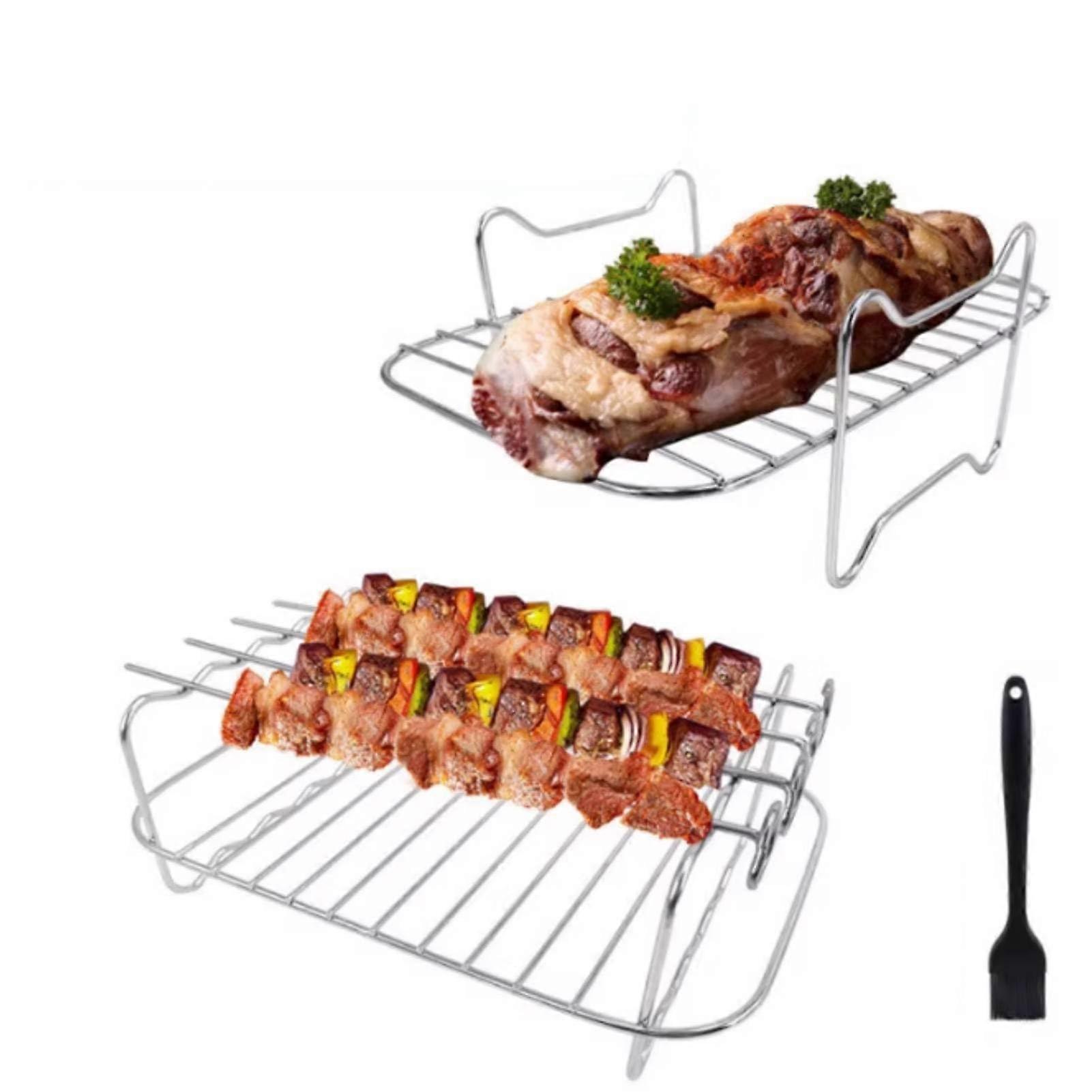 Dual Basket Air Fryer Rack Stainless Steel MultiLayer Stackable Dehydrator Accessories