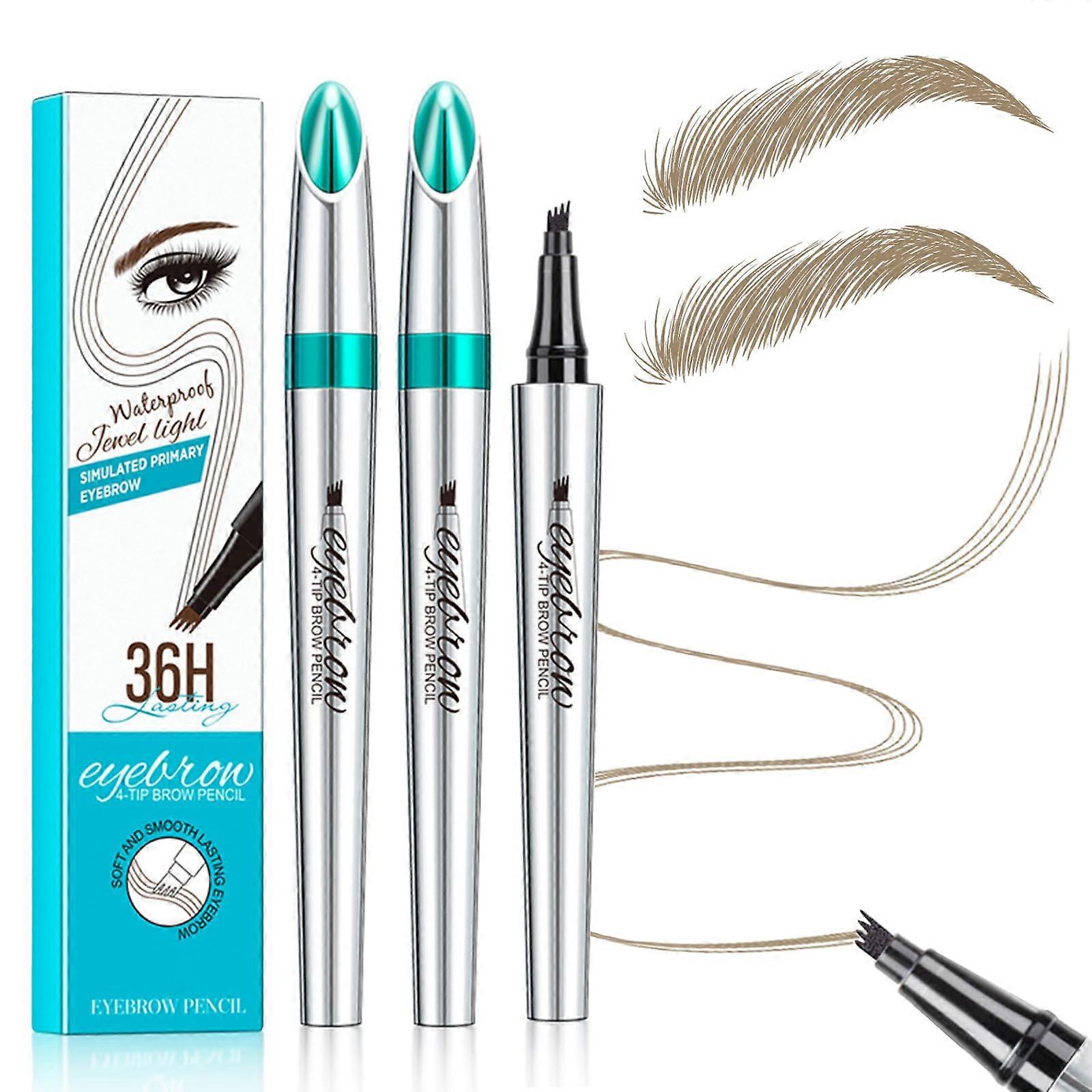 Waterproof Microblading Eyebrow Pen with MicroFork Tip, Long Lasting Brow Pencil, Dark Blonde 2pcs