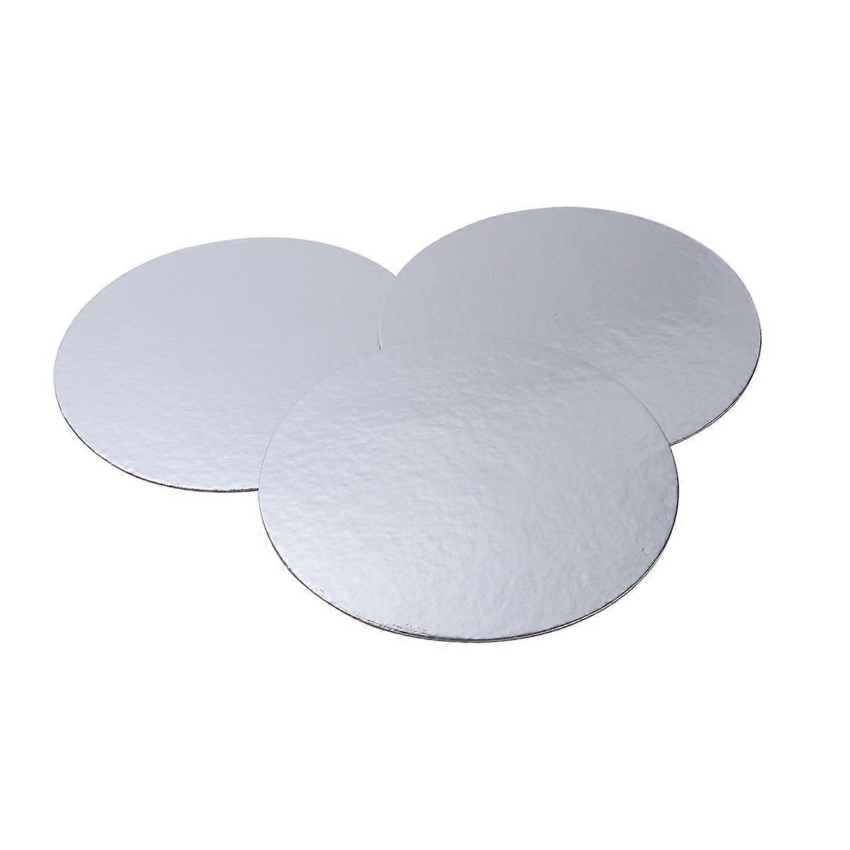 Round Cardboard Cake Pads for Kitchen Baking and Presenting 3Pcs Silver