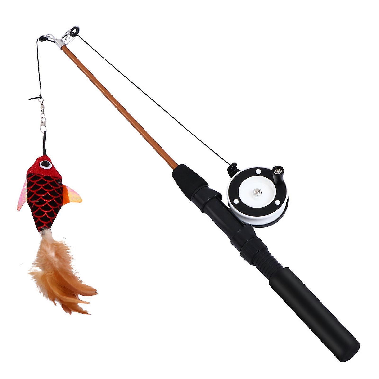 Cat Teaser Interactive Wand with Simulation Fish for Pet Use