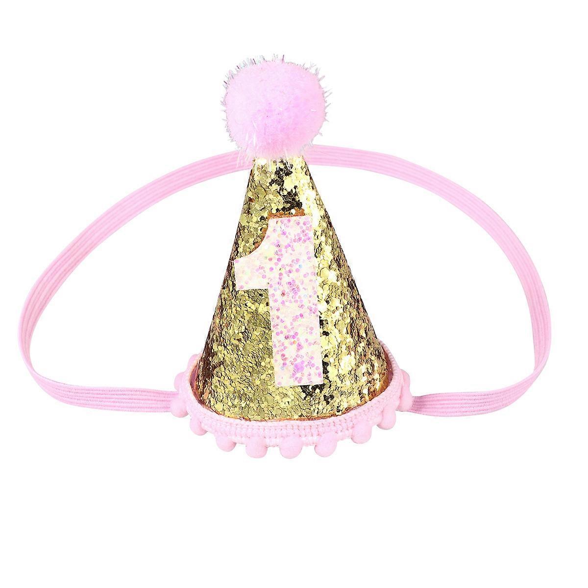 Glitter Birthday Hat for Use 1Pcs with Plush Ball Decor