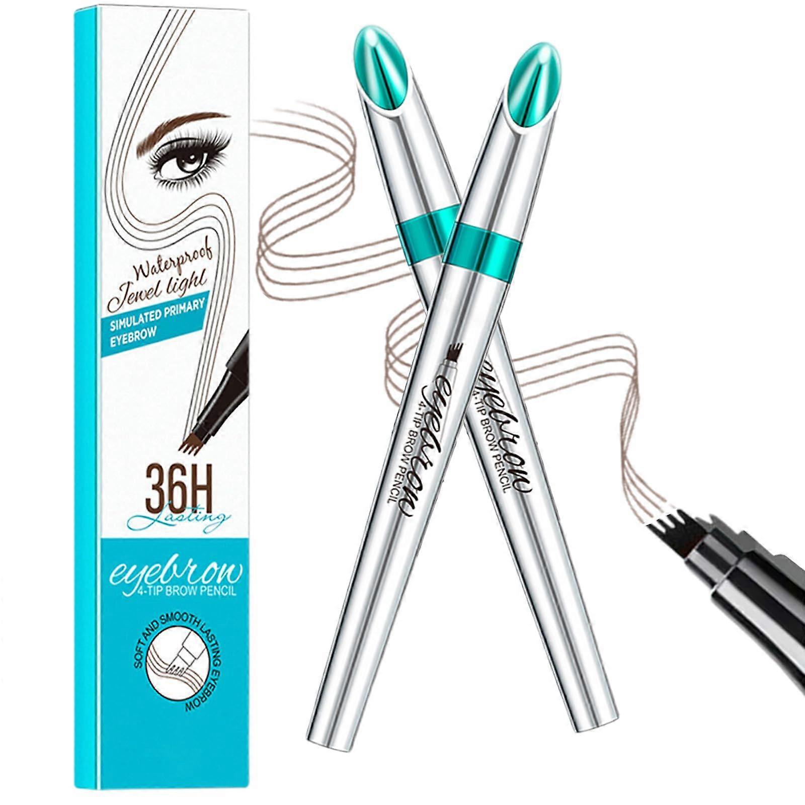 Waterproof Microblading Eyebrow Pencil Dark Brown with Precision 4Fork Tip for Natural LongLasting Smudgeproof Brows