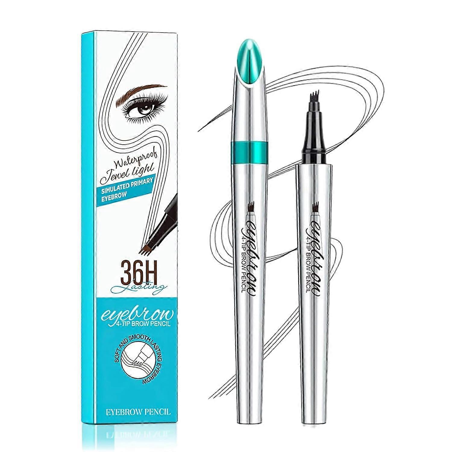 Microblading Eyebrow Pen 4 Fork Tip Waterproof Sweatproof Long Lasting Natural Look Reddish Brown
