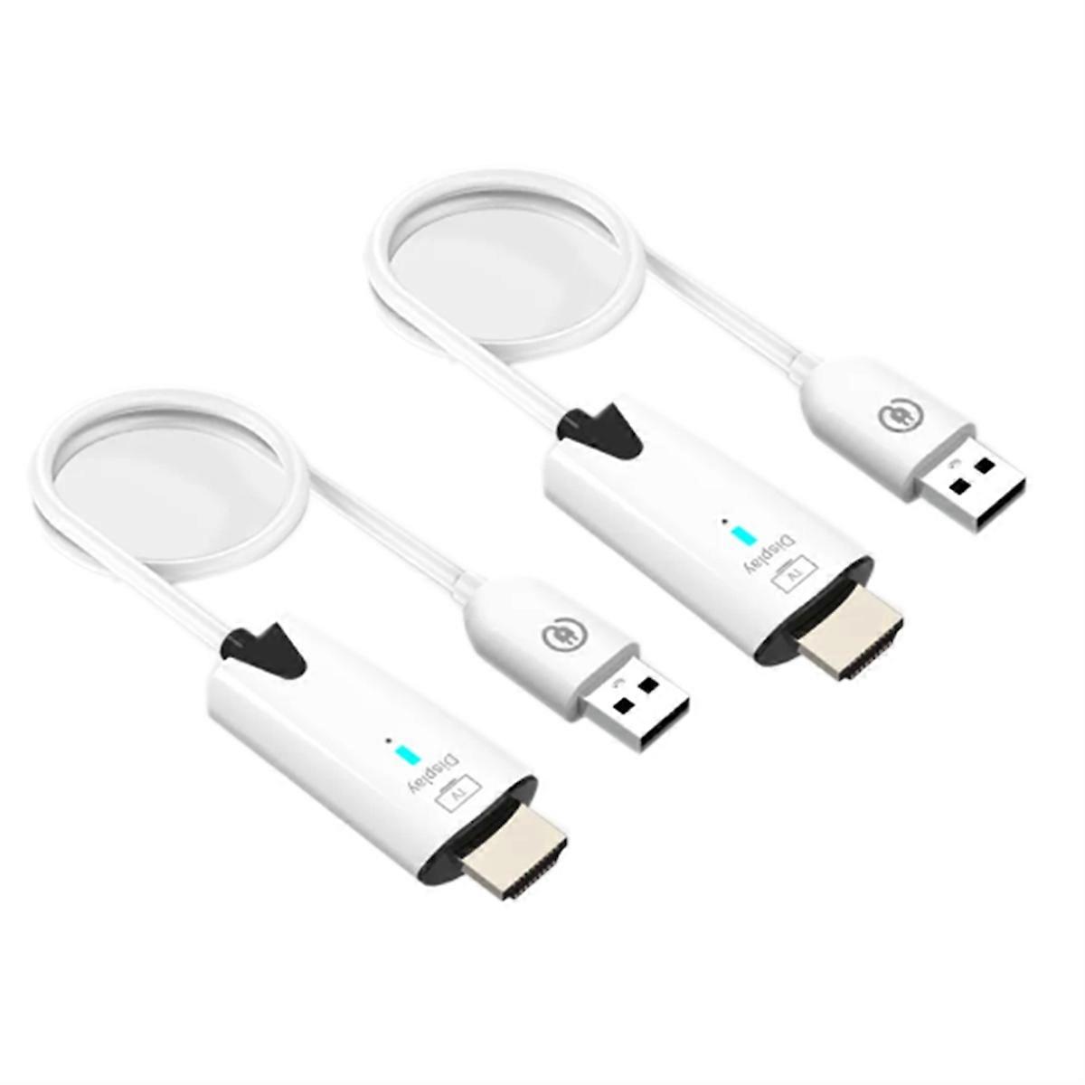 5G 30M Wireless -Compatible Extender Cable Audio Video Transmitter&Receiver Display Adapter for Camera PC(White)