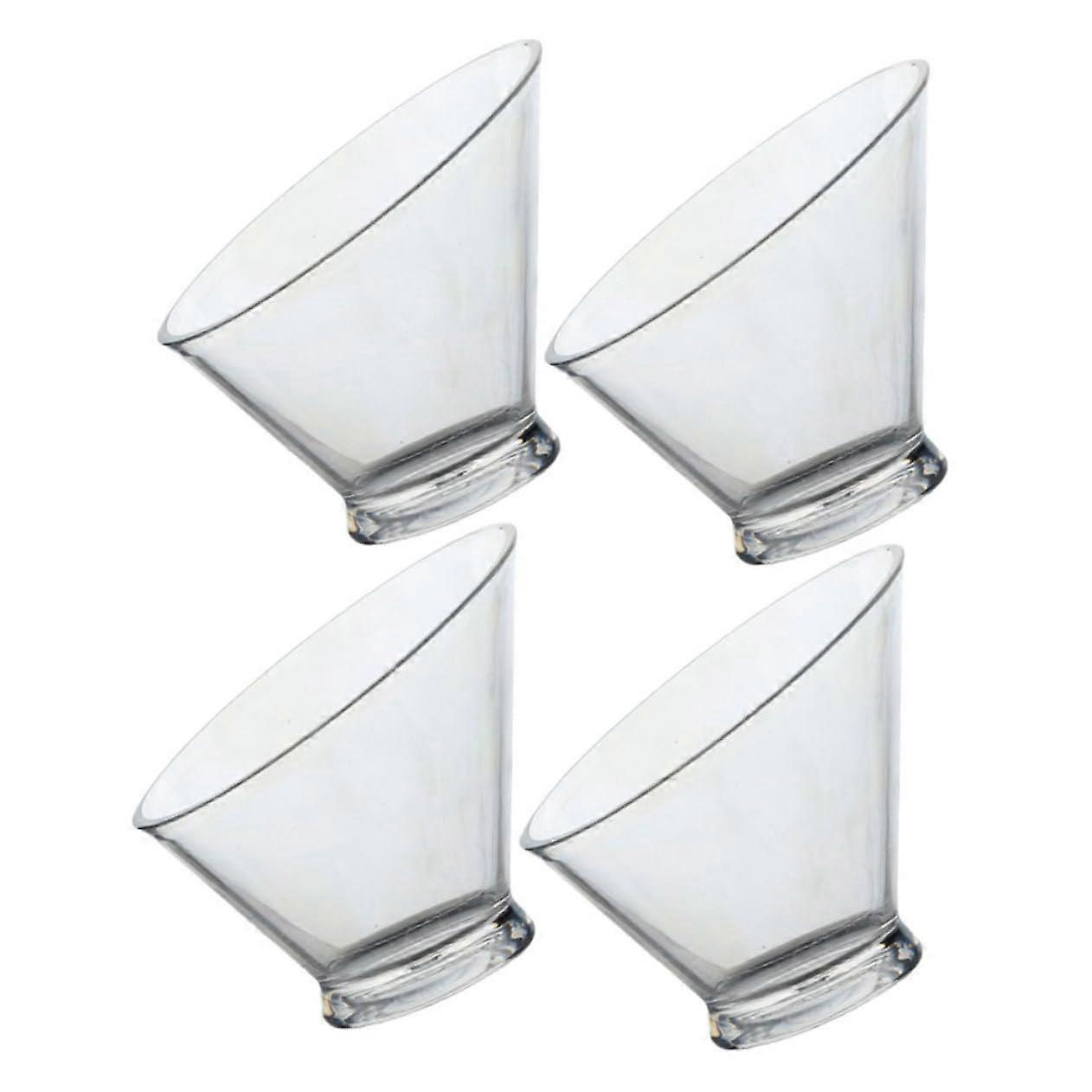 4pcs Clear Plastic Salad Serving Bowls with Angled Edge for Snacks, Fruit, Dessert, Buffet Use