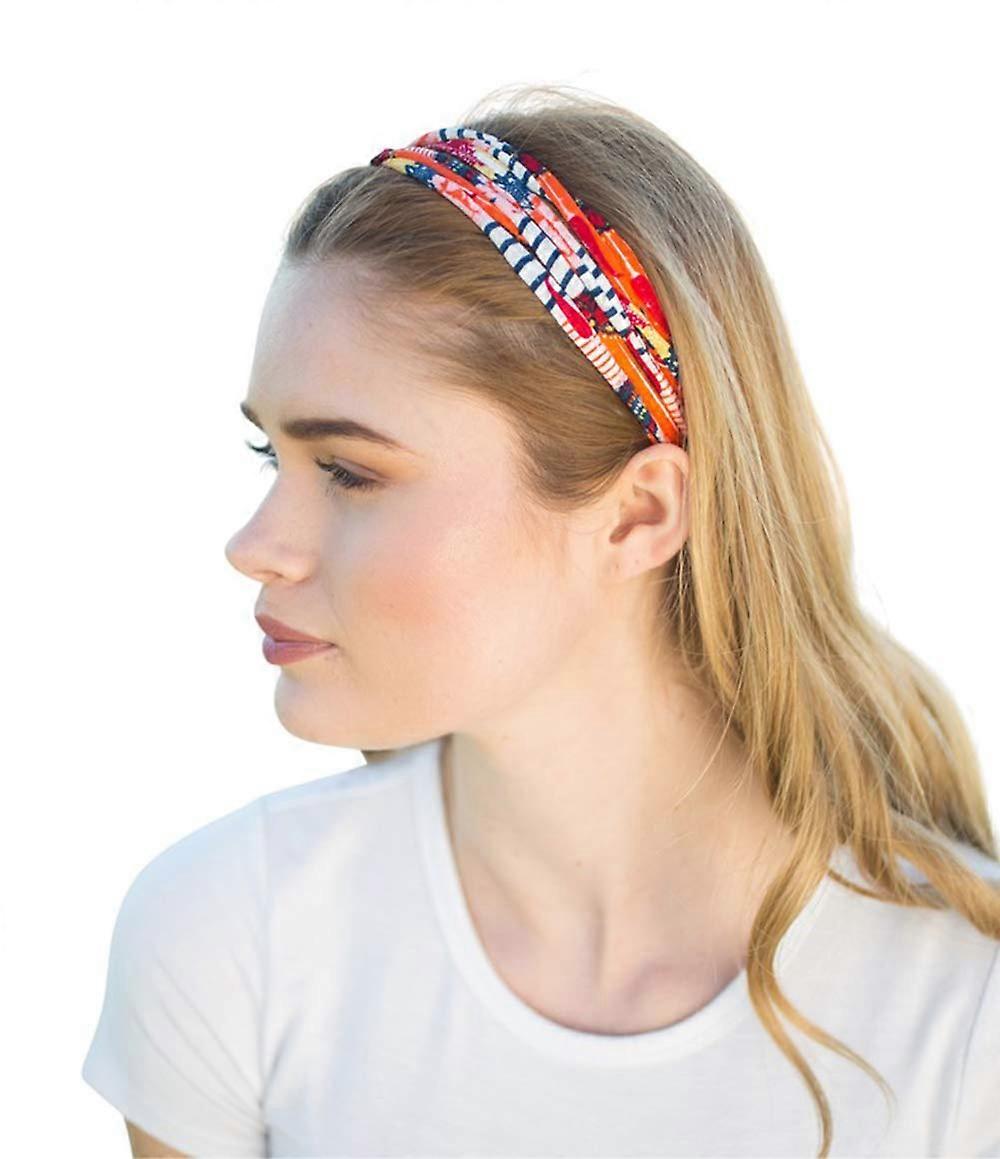 Headbands for Women Boho Pattern Upcycled Fabric 4 Pack MultiUse Necklace Bracelet