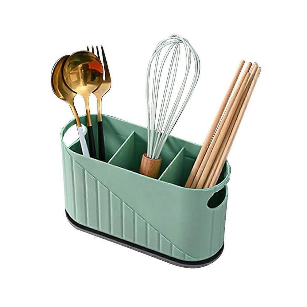 Kitchen Utensil Holder with MultiCompartment Cutlery Organizer, SpaceSaving Durable Green Design