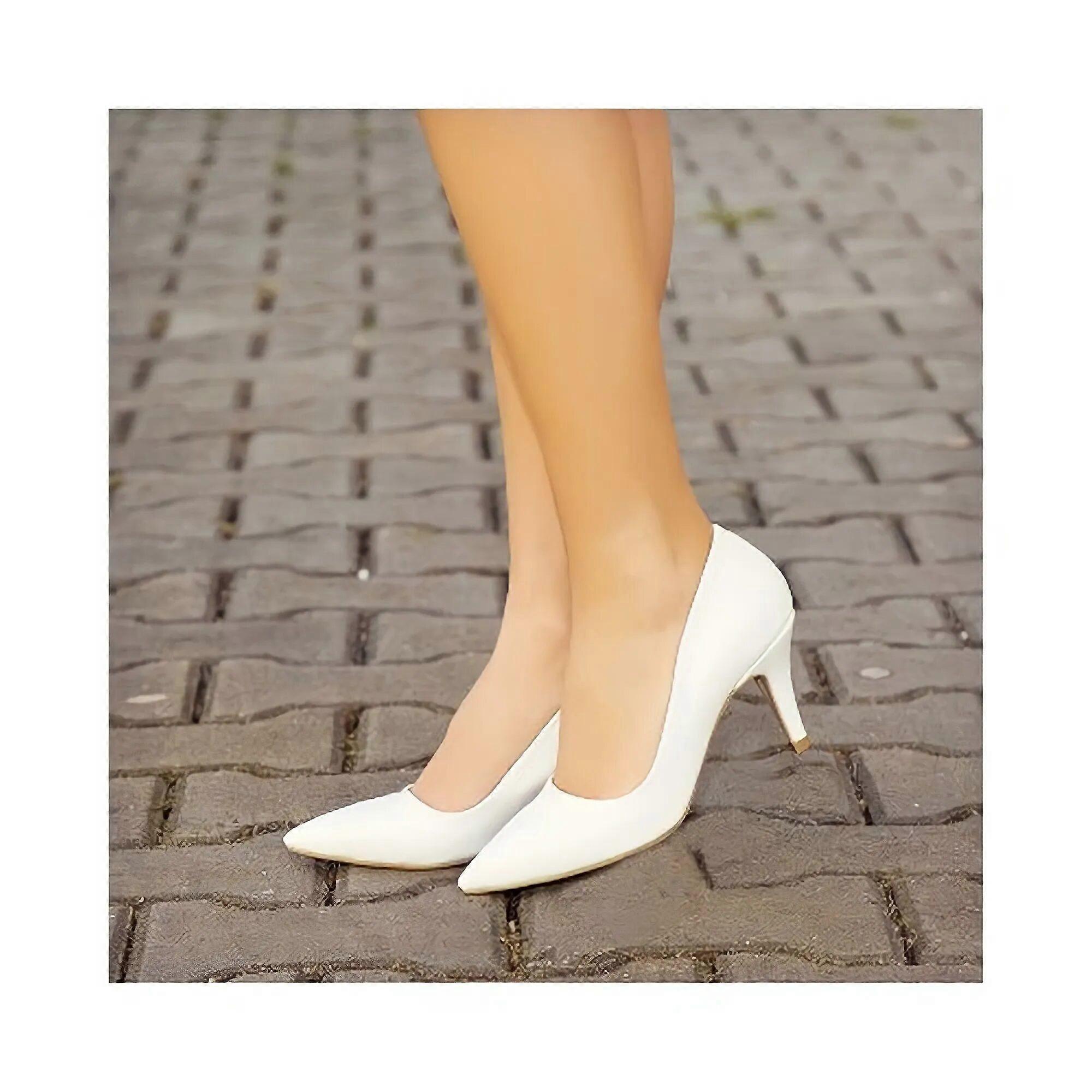 White Low Heel Pumps for Women MA-017