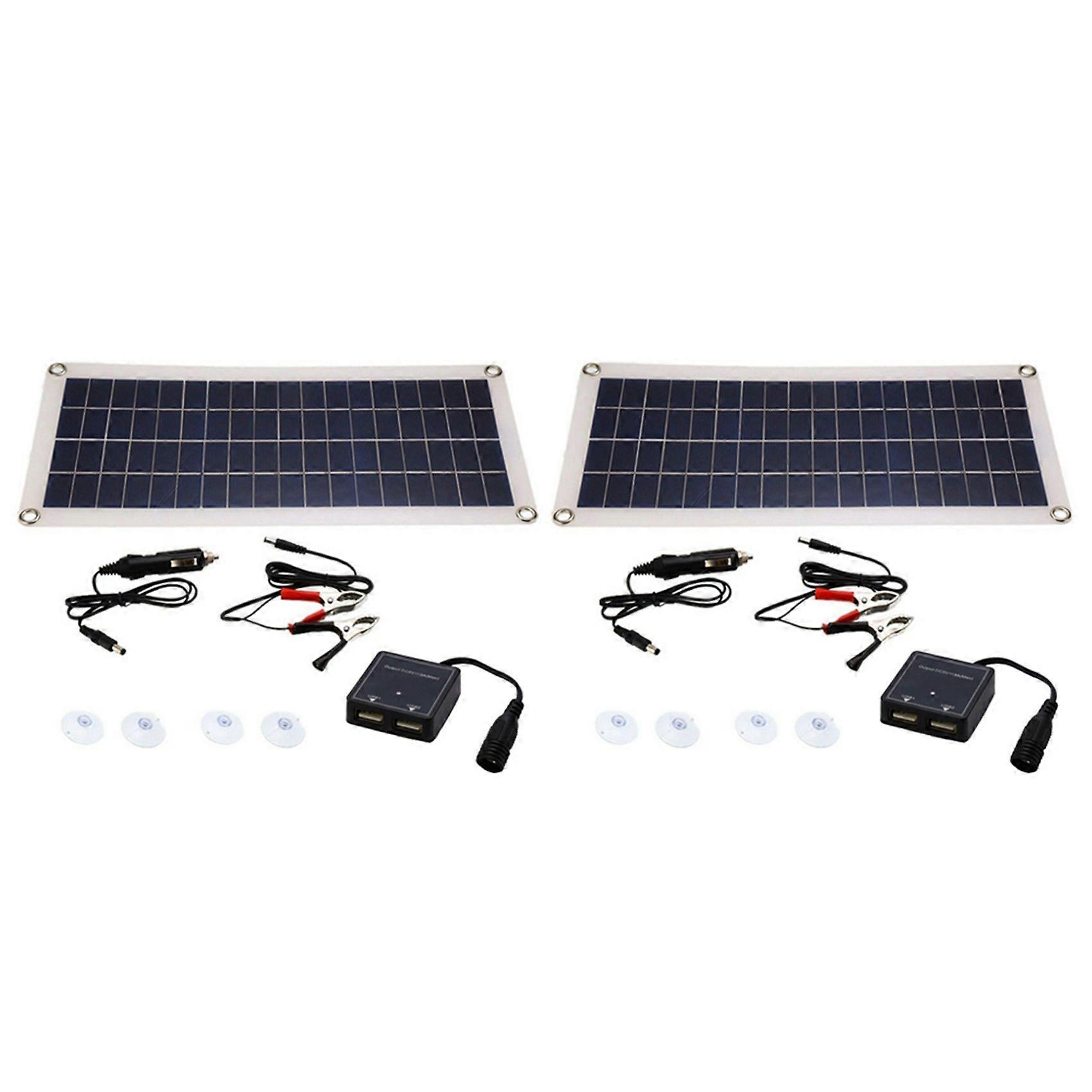 2X 8W 12V Dual USB/DC Flexible Solar Panel Efficient Car Battery Charge Camping