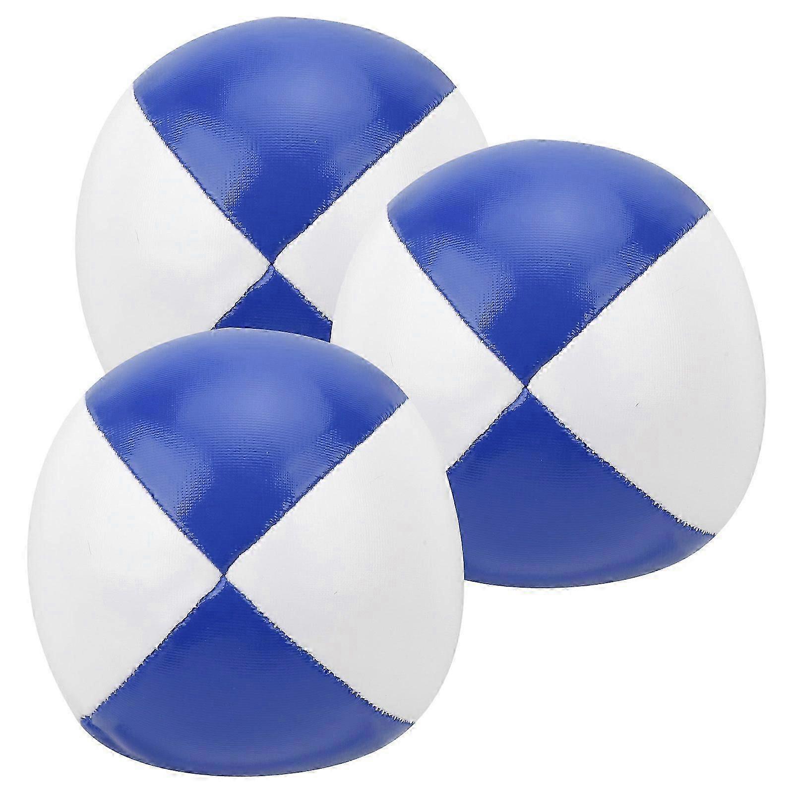 3Pcs PU Leather Juggling Balls, Blue White, Portable Practice Balls