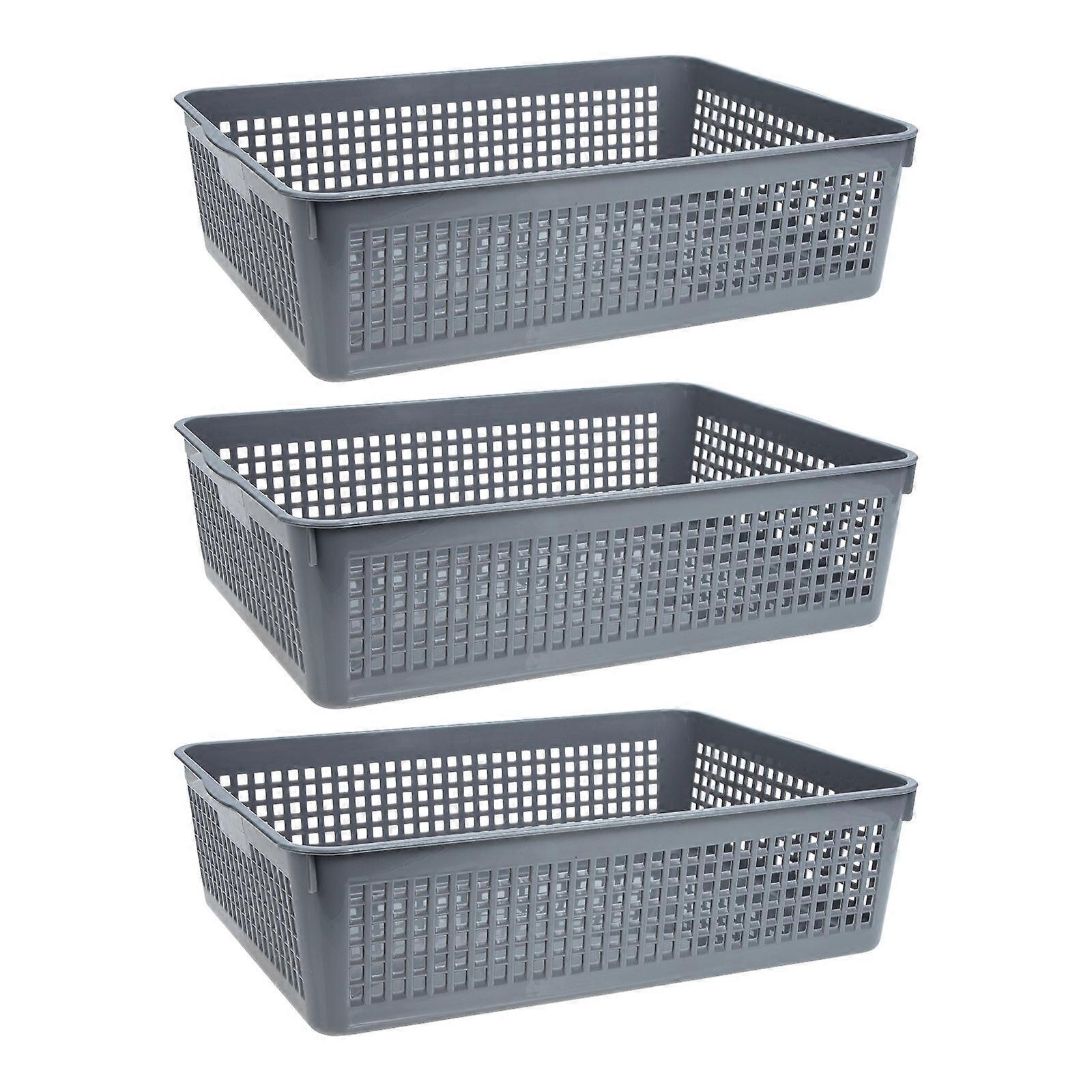 Plastic Long Rectangle Storage Boxes for Home with 3Pcs Tabletop Holder