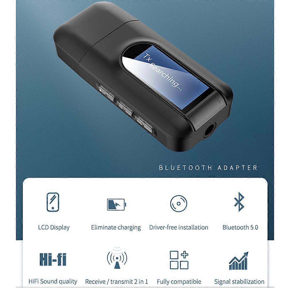 Wireless Receiver Transmitter with LCD Display for Car Audio USB Dongle Adapter