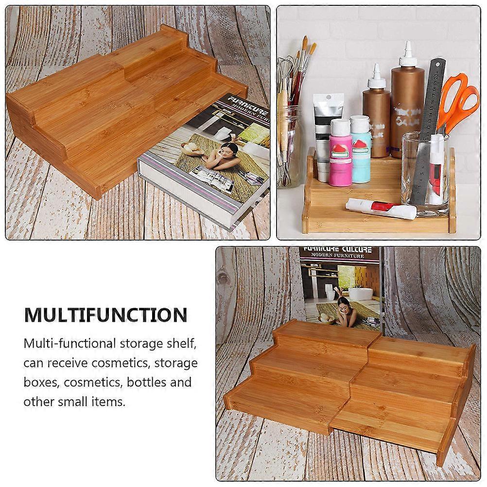 Spice Storage Rack Bamboo Bottle Shelf for Kitchen Use Three-Layers
