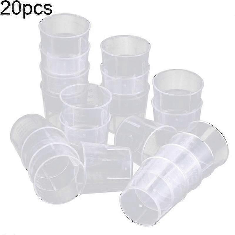 20Pcs 60ML Plastic Measuring Cups, Kitchen Cooking Lab Graduated Beakers