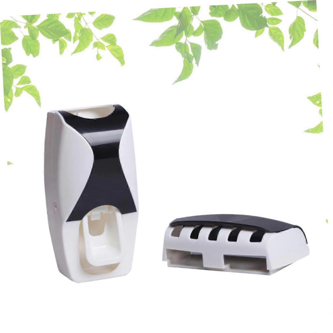 Automatic Toothpaste Dispenser with Toothbrush Holder Wall Mounted Squeezer for Bathroom