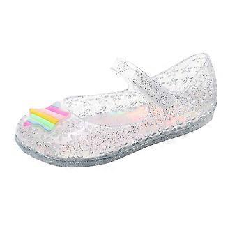 Mädchen-Hausschuhe, modisch, geschlossene Zehenpartie, nicht weiche Sohle, Sternen-Jelly-Prinzessinnen-Schuhe, vielseitige Hausschuhe für Kleinkinder, Weiß, 2,5-3 Jahre