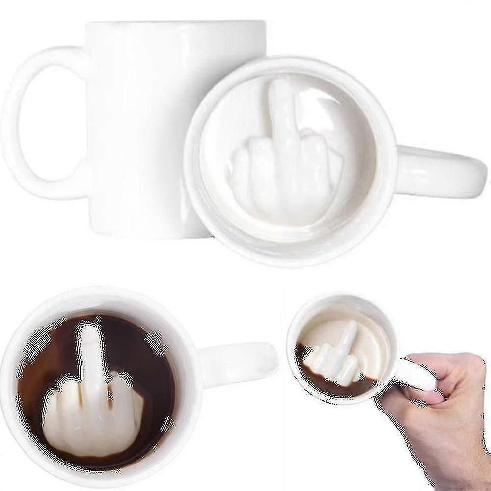 Funny Ceramic Mug with 3D Middle Finger Design