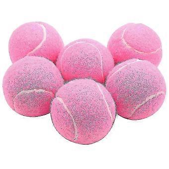 Pink Tennis Balls 6pcs Pack - Wear-resistant Elastic Training Balls 66mm - Ladies Beginners Practice Tennis Balls