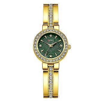 Watch Round Dial Diamond Accents Gold Band Party Evening Formal