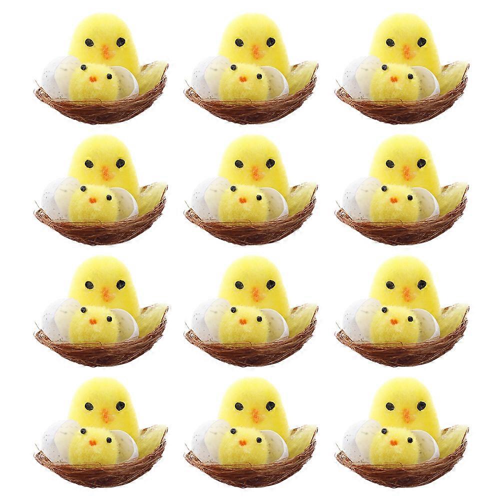 Mini Fluffy Chicks Easter Decoration for 12Pcs Easter Party Favors