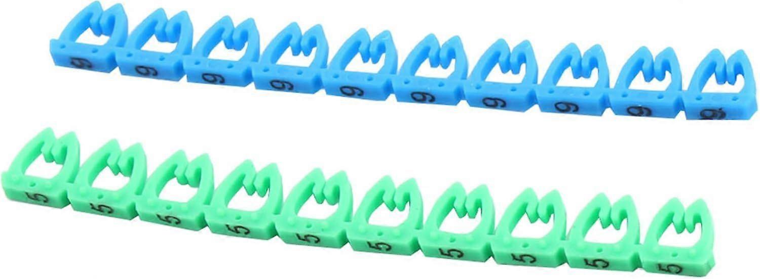 10 0-9 coded clip-on cable markers, C-type plastic cable identification, cable