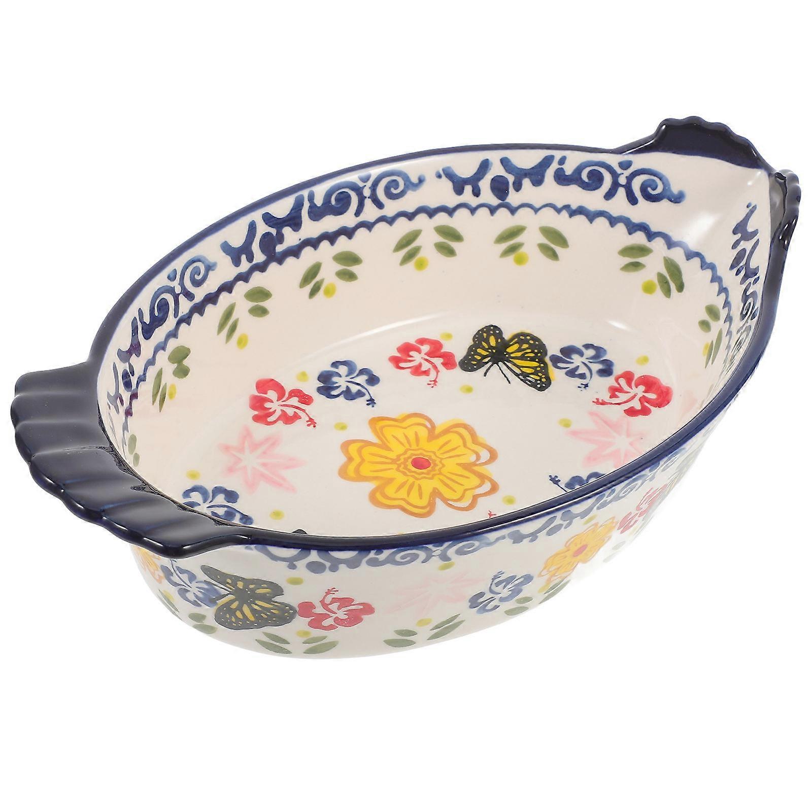 Ceramic Roast Pan Double Handle Baking Dish for Oven Cooking