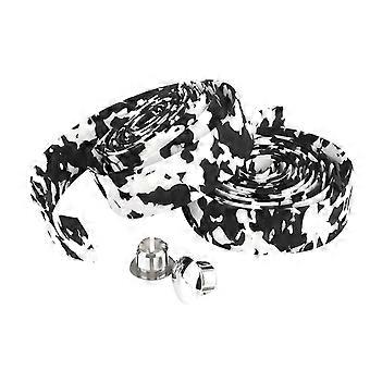 2pcs MTB Road Bike Bicycle Handlebar Tape Wrap +2 Bar Plug White with Black
