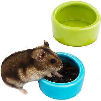 2 Pcs Ceramic Hamster Bowl, Small Animal Food Bowl and Water Dish Feeder for Hedgehog Hamster Guinea Pig Sugar Glider Rat Gerbil Mice Chinchilla ( Blu
