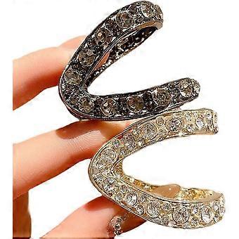 High Ponytail Fixed Artifact Grab Clip Large Volume Multi-Hairpin disc Hair Grab Clip Metal V-Shaped Half-tie Hair  Black + Gold