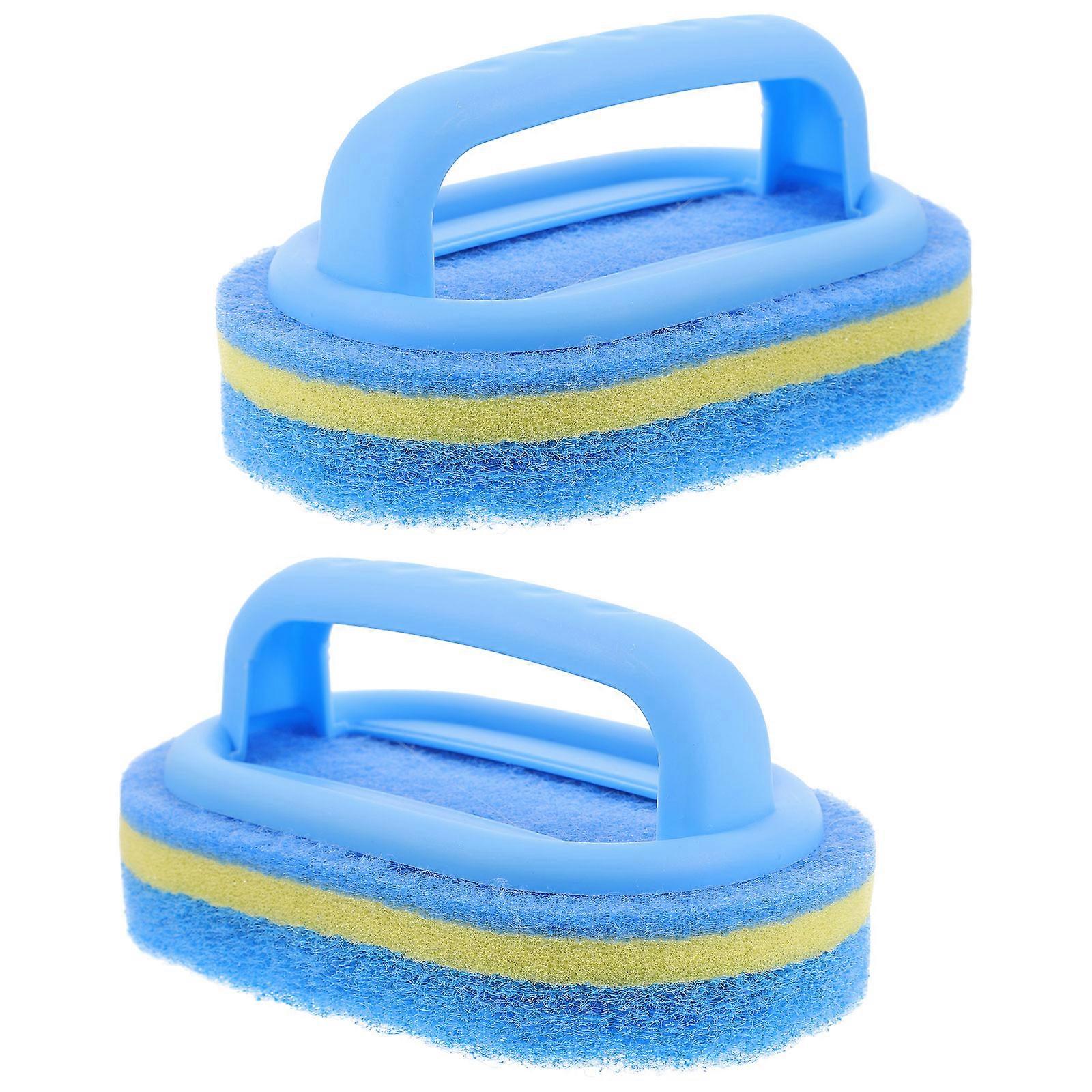 2Pcs Handheld Sponge Brush Cleaning Brush Multi-Function Tile Cleaning Brush Bathtub Sponge Brush