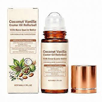 Óleo de Rícino Roll-on com Aroma de Plantas, 50ml, Opção com Duas Esferas de Cristal de Quartzo, Sérum Suave para Cuidados com a Pele
