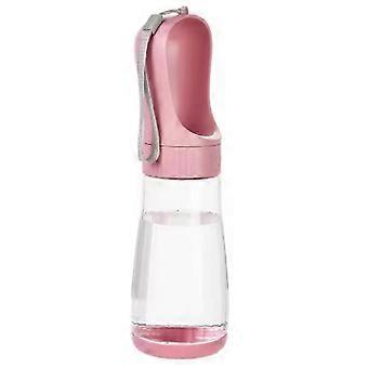 Tragbare Hunde-Trinkflasche mit 2-in-1-Trinknapf für unterwegs, kompatibel mit kleinen und großen Hunden, Katzen und Labradoren, rosa.