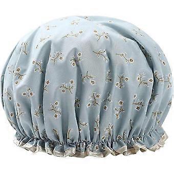Shower Caps Women Double layer Shower Cap Waterproof Elastic Bath Cap With Flower Pattern for Women Shower Spa Salon