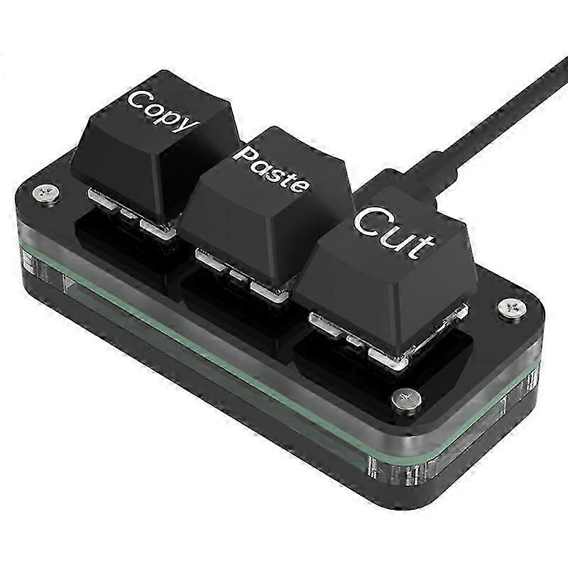 Programmable Macro Mechanical Keyboard with RGB Lighting, 3 Keys, Type-C Cable, Compatible with Windows