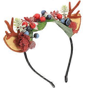 Hoofdband met rendiergewei voor kerstdecoratie, nep-bessen haarband