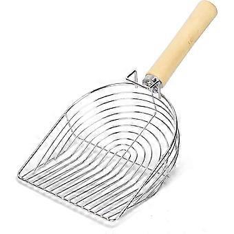 1pc Metal Cat Litter Scoop, Litter Scoop with Wooden Handle, Pet Cleaning Tool