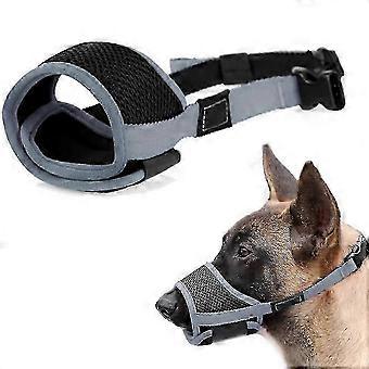 Soft dog muzzle anti-bite and anti-barking mesh breathable pet muzzle gray M