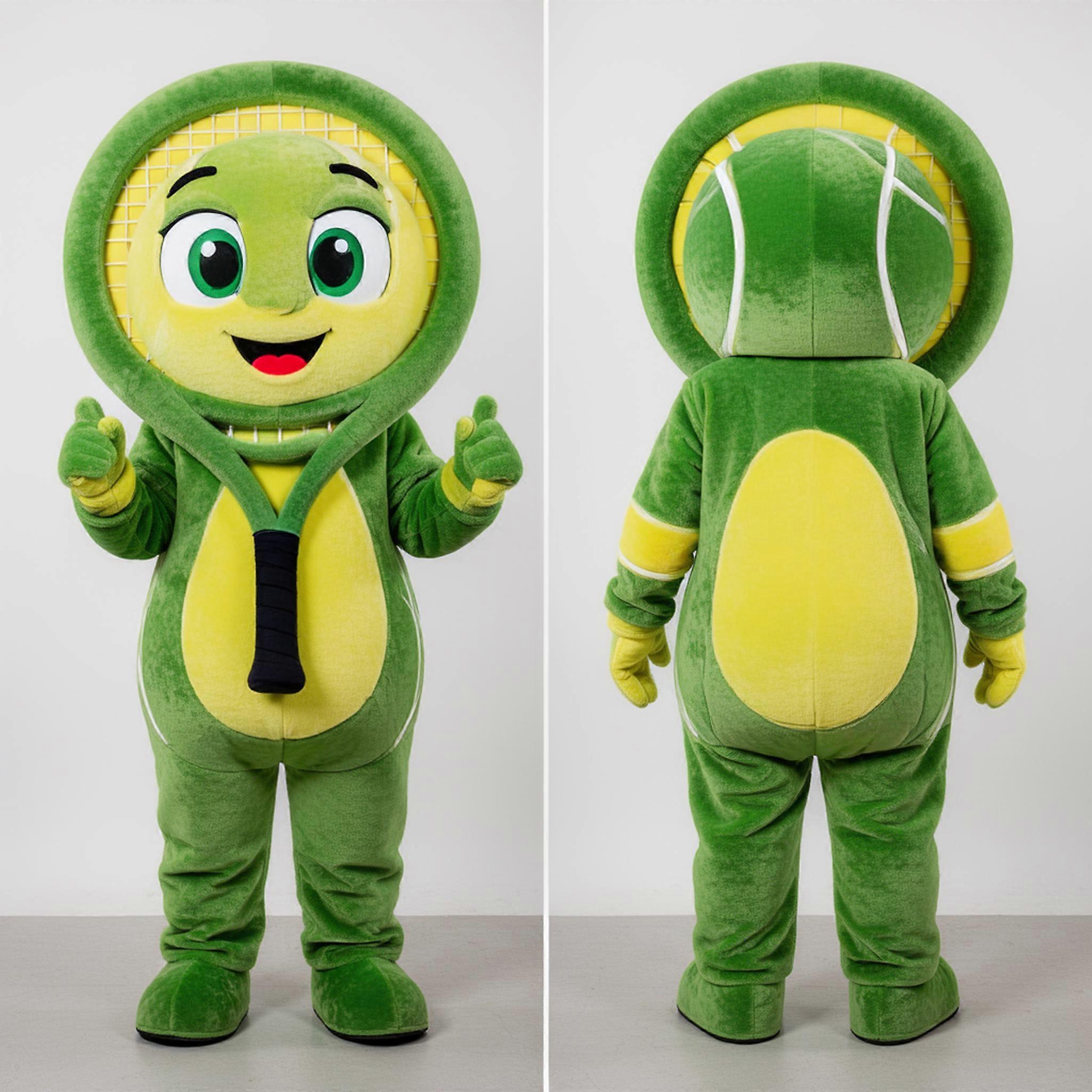 MASTICOT Olive Green Rounded Tennis Racket Mascot