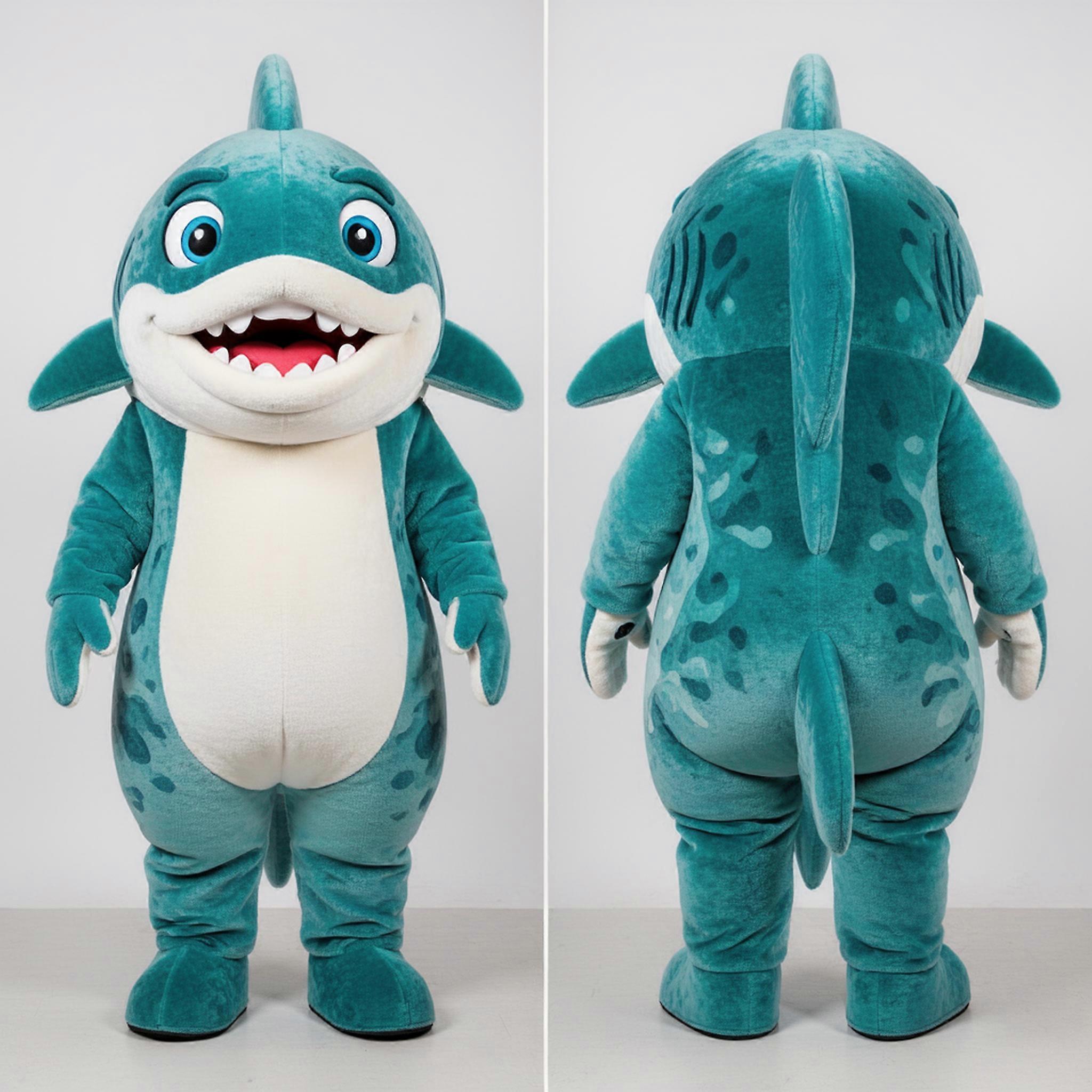 MASTICOT Teal Grinning Piranha Mascot