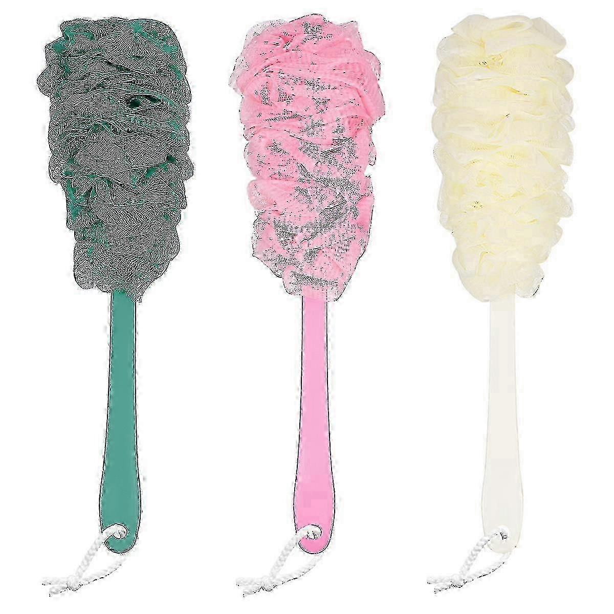 Exfoliating Bath Loofah Brush with Long Handle compatible with Back Scrub
