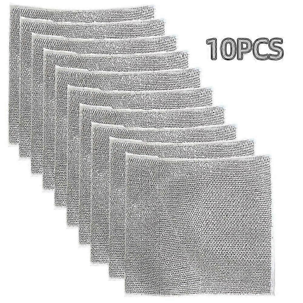 10pcs Silver Dish Cloth Effective Cleaning Clean Silver Wire Kitchen Multifunction-Yvan