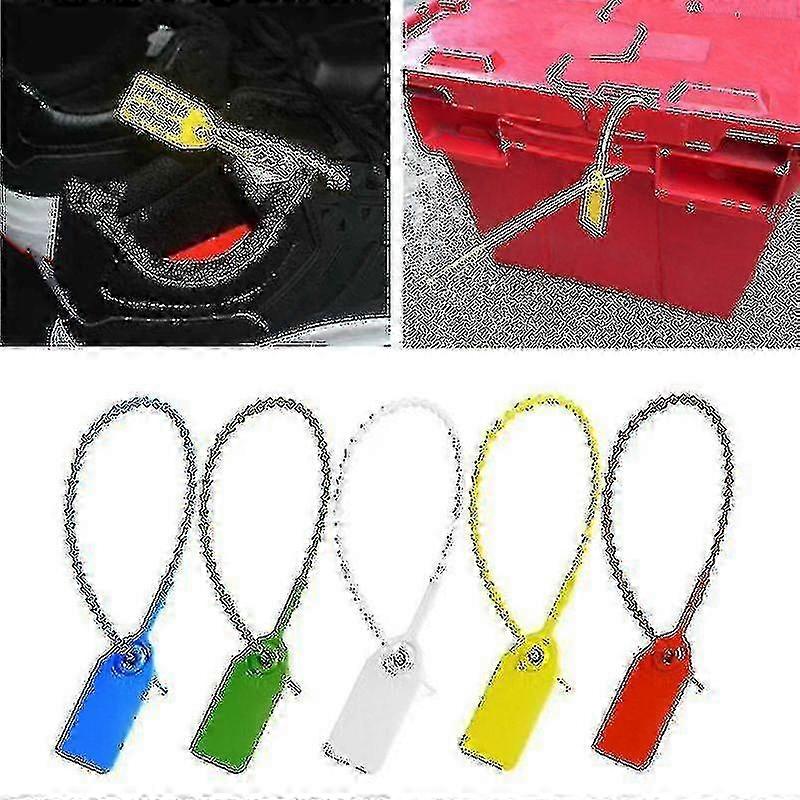 100pcs Tamper Evident Security Seals Plastic Self-locking Disposable Pull Tight Tags