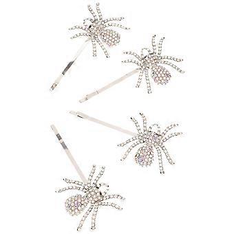 Haarspange mit Kristallspinnenmotiv, Halloween-Accessoire, 6er-Set