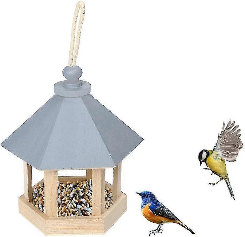 Rustic Pine Bird House Feeder