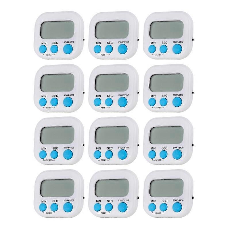 12 Pack Magnetic Digital Kitchen Timer Set with Large LCD Screen and 3 Button Countdowns Control for Cooking Study and Tasks
