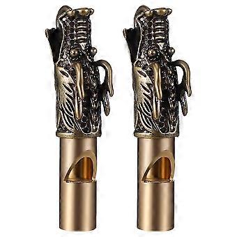 Dragon Head Whistle Key Chain for Outdoor Survival with 2Pcs Portable Brass Whistle